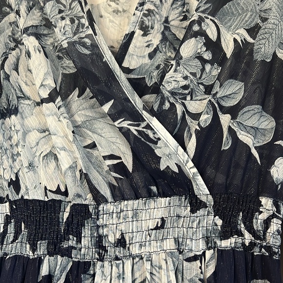 Alexa B Nites Blue Floral Sheer Long Sleeve Long Maxi Dress Size 14 NWT - Picture 5 of 7